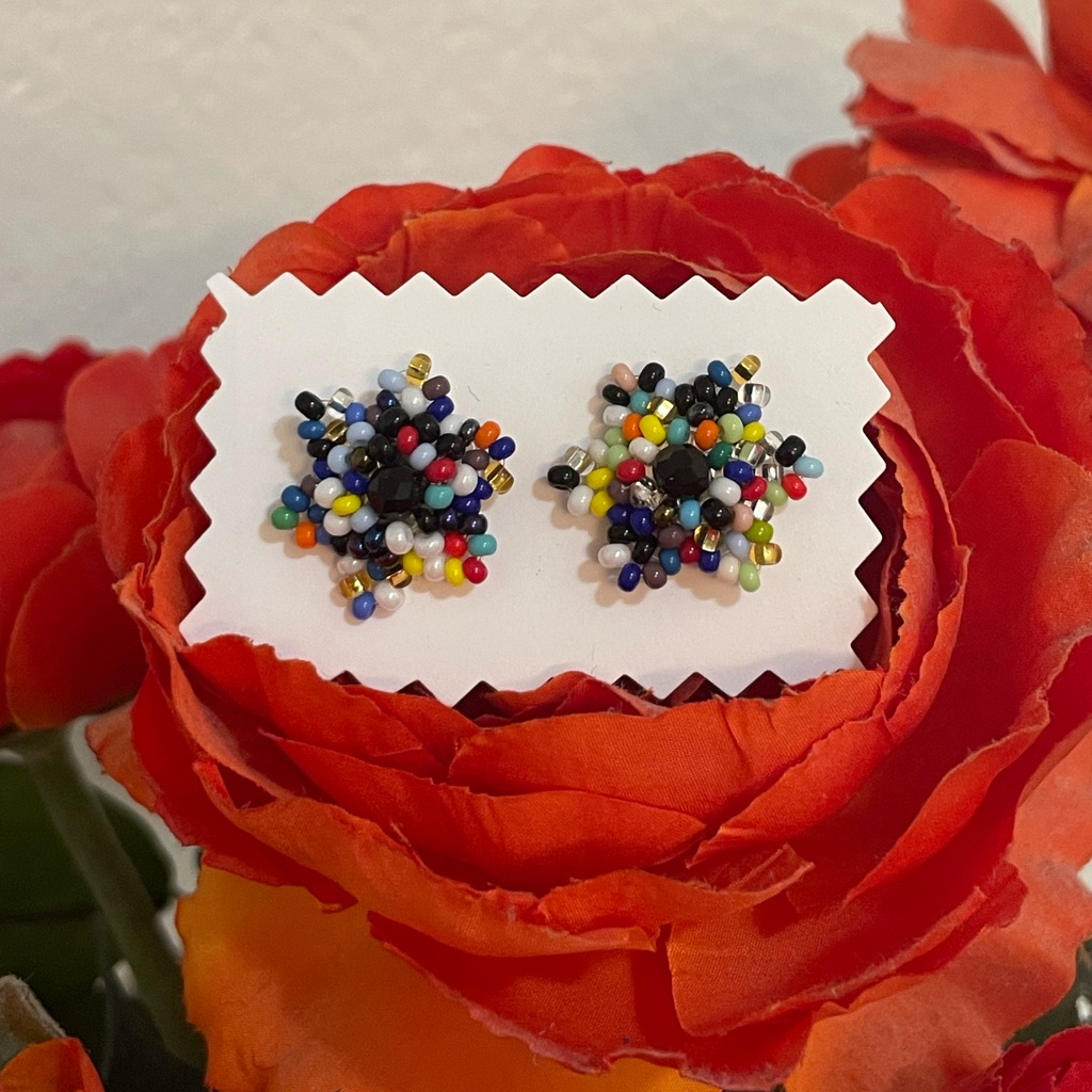Huichol Beaded Star Stud Earrings 15$